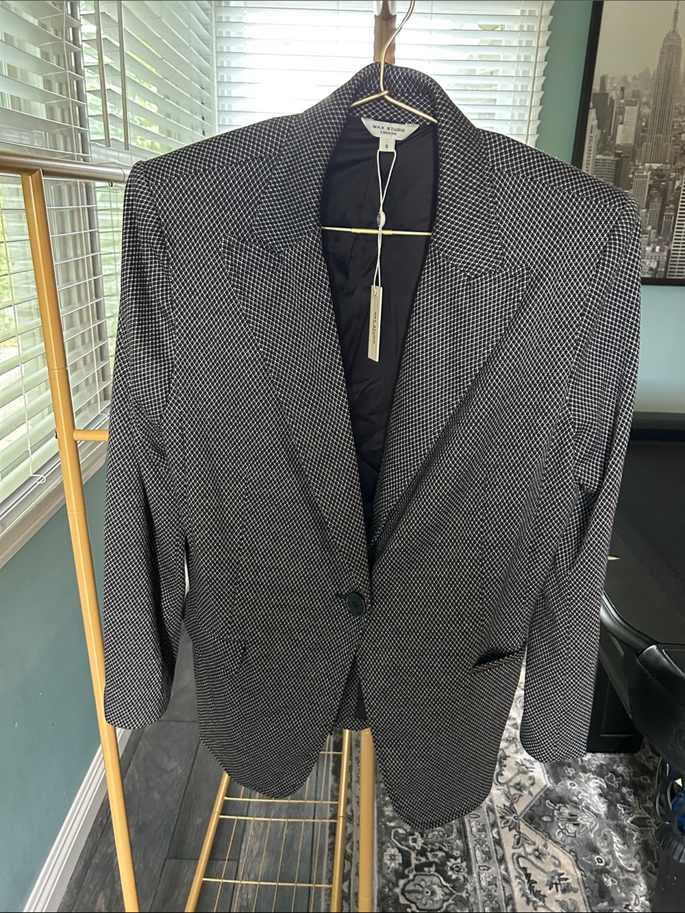Max Studio Black and White Micro-Pattern Blazer NWT $298 retail